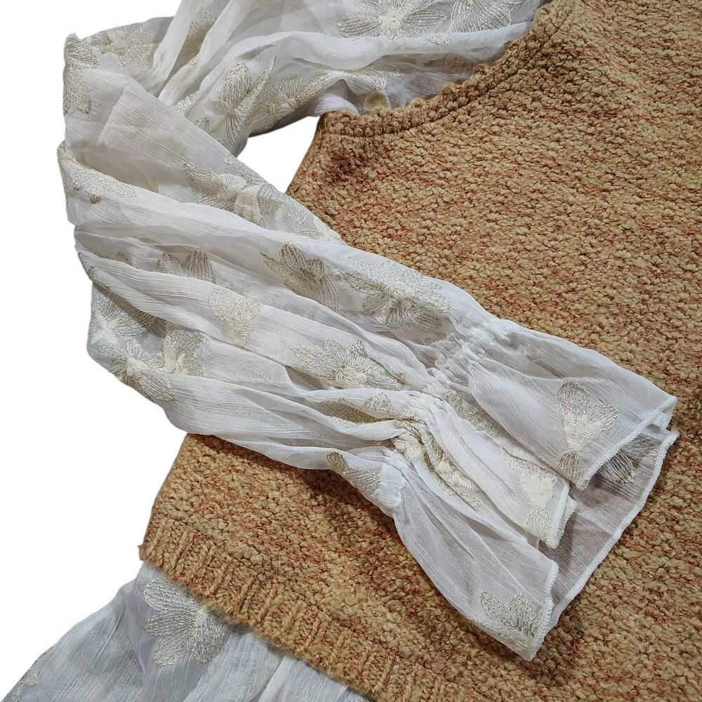 Anthropologie Womens Romantic Cottagecore Knit Sweater Vest Size 2X Ruffle Trim - Picture 5 of 15